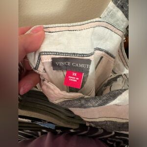 Plus size. Vince Camuto. Striped linen jumpsuit. 3x. With a belt